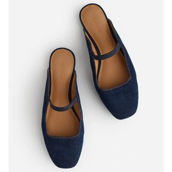 Madewell The Greta Ballet Flat Mule Dark Denim Multi Women’s Size 7 - Picture 1 of 11